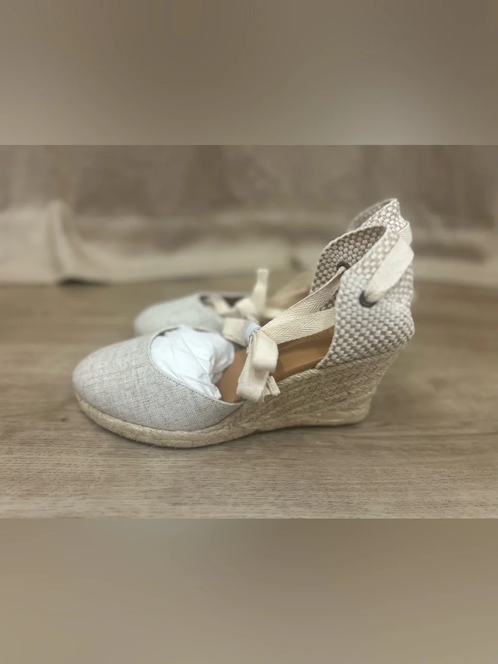 J crew NEW lace-up high-heel espadrilles Neutral office coastal minimalist  sz.6